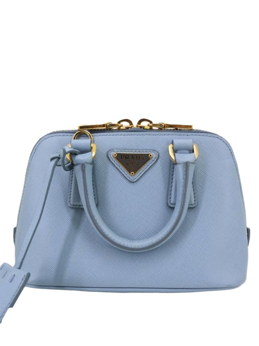Prada  Promenade Saffiano Lux Leather Shoulder Bag Blue